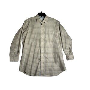 Paul‎ Frederick Yellow Plaid L/S Button Down Cotton Non-Iron Shirt Mens 17 1/2 -